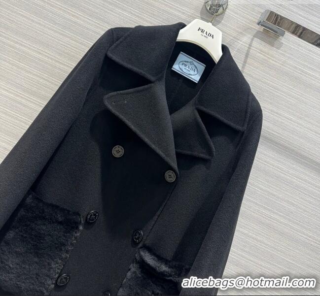 Promotional Prada Cashmere Coat P102009 Black 2023