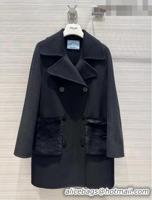 Promotional Prada Cashmere Coat P102009 Black 2023