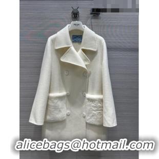 Well Crafted Prada Cashmere Coat P102011 White 2023