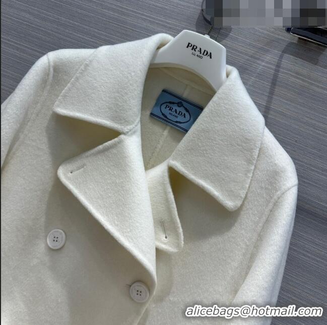 Well Crafted Prada Cashmere Coat P102011 White 2023