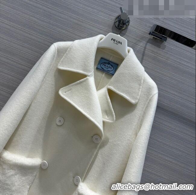 Well Crafted Prada Cashmere Coat P102011 White 2023