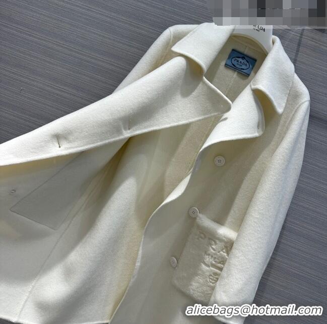 Well Crafted Prada Cashmere Coat P102011 White 2023