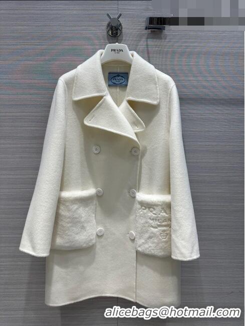 Well Crafted Prada Cashmere Coat P102011 White 2023