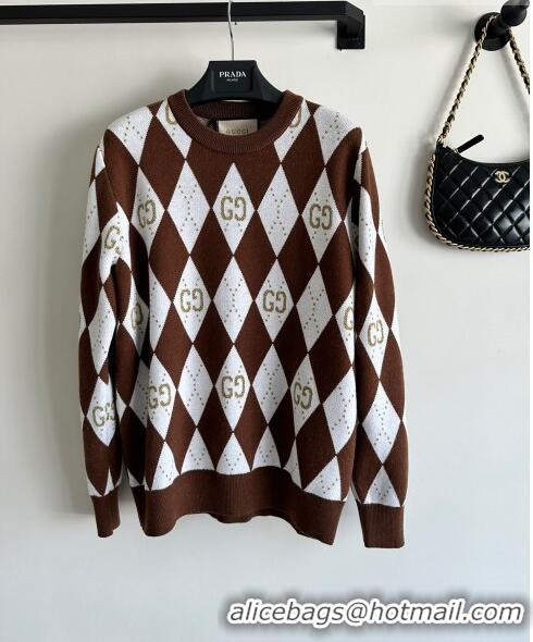 ​Luxurious Grade Gucci Wool & Cashmere Sweater G101922 Brown 2023