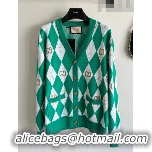 ​Luxury Discount Gucci Wool & Cashmere Cardigan G101924 Green 2023