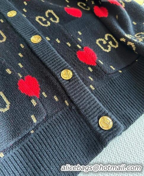 ​Top Quality Gucci Wool & Cashmere Cardigan G101925 Black/Red 2023