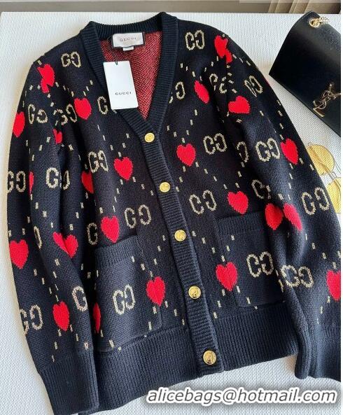 ​Top Quality Gucci Wool & Cashmere Cardigan G101925 Black/Red 2023