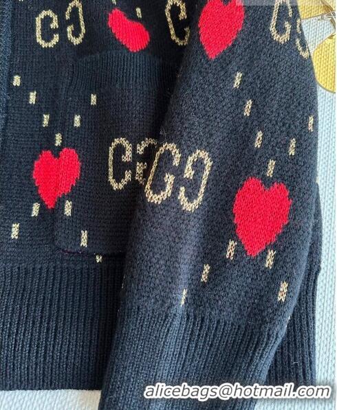 ​Top Quality Gucci Wool & Cashmere Cardigan G101925 Black/Red 2023