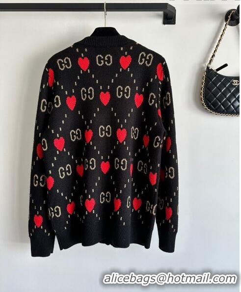 ​Top Quality Gucci Wool & Cashmere Cardigan G101925 Black/Red 2023