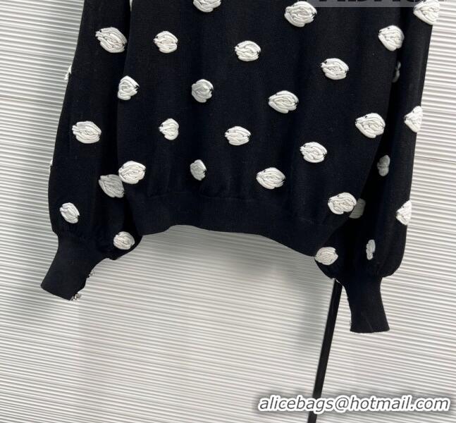 Super Quality Chanel Camellia Sweater CH102018 Black 2023