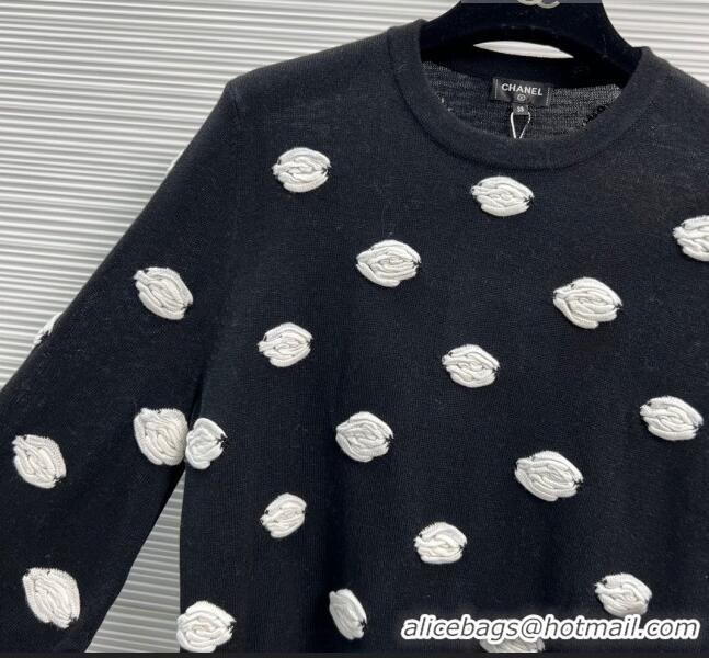 Super Quality Chanel Camellia Sweater CH102018 Black 2023