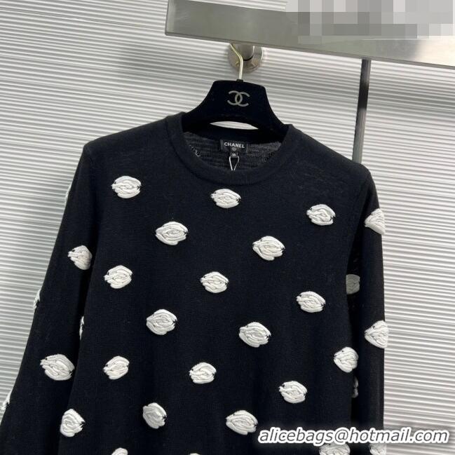 Super Quality Chanel Camellia Sweater CH102018 Black 2023