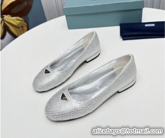 Best Product Prada Crystals ballerinas Flat Silver 725064