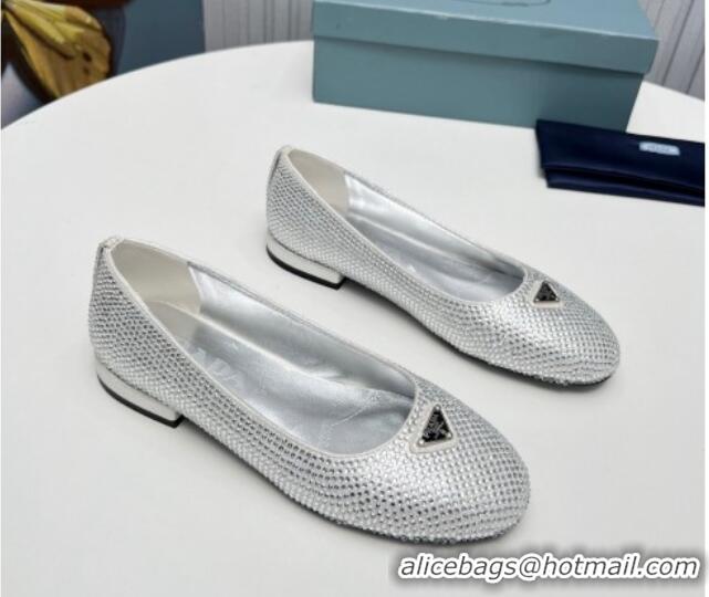 Best Product Prada Crystals ballerinas Flat Silver 725064