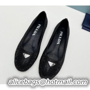 Shop Duplicate Prada Crystals ballerinas Flat Black 725069