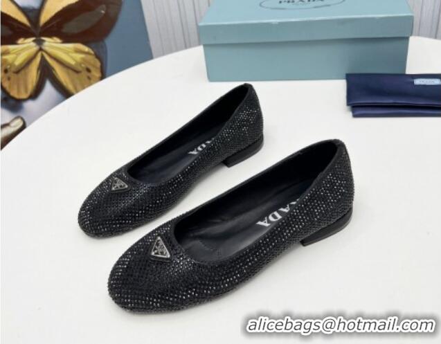 Shop Duplicate Prada Crystals ballerinas Flat Black 725069