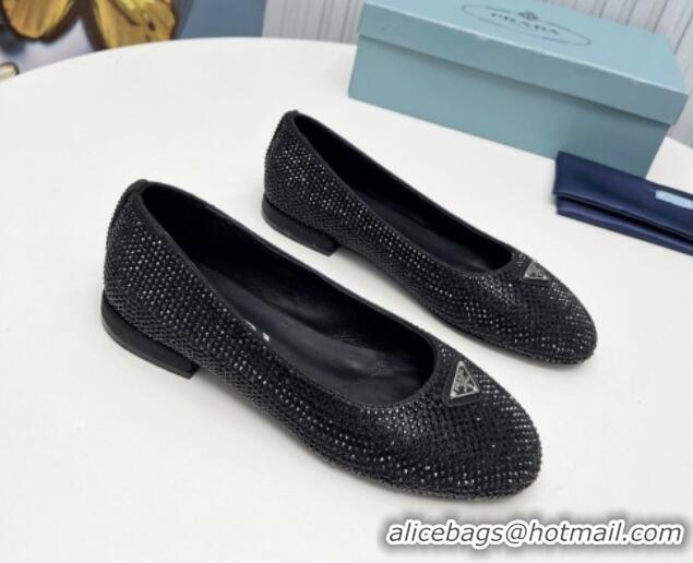 Shop Duplicate Prada Crystals ballerinas Flat Black 725069