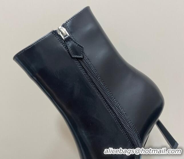 Pretty Style Prada Brushed Leather Ankle Boots 7.5cm Black/Silver 725071