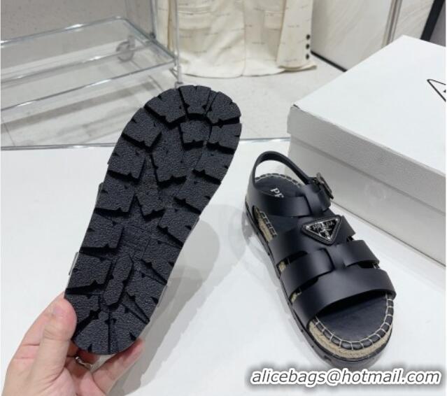 Best Price Prada Rubber Flat Sandals Black 728028