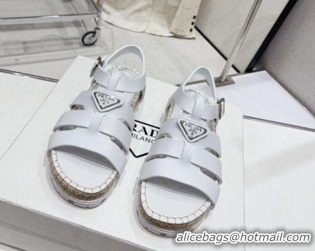 Lowest Price Prada Rubber Flat Sandals White 728029