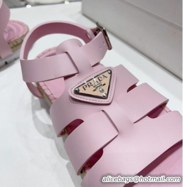 Popular Style Prada Rubber Flat Sandals Light Pink 728030