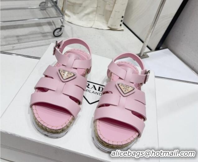 Popular Style Prada Rubber Flat Sandals Light Pink 728030