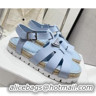 Purchase Prada Rubber Flat Sandals Light Blue 728034