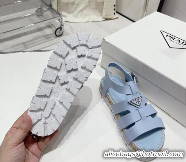 Purchase Prada Rubber Flat Sandals Light Blue 728034