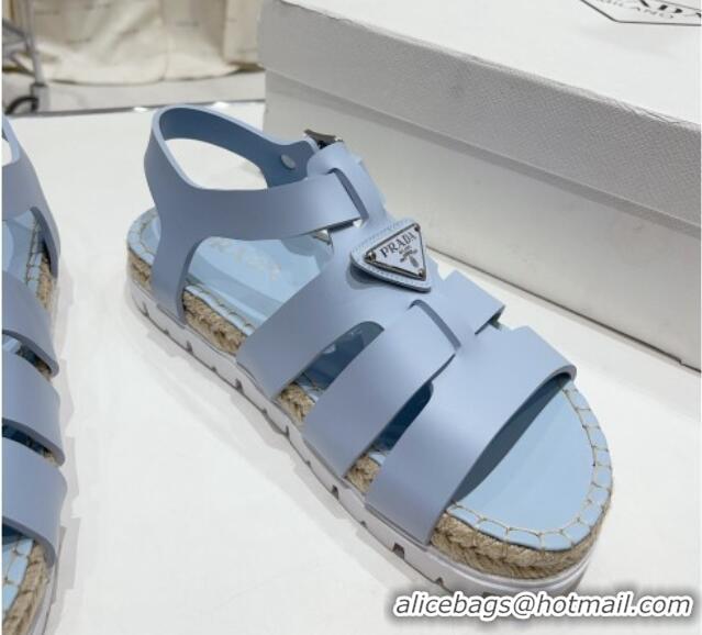 Purchase Prada Rubber Flat Sandals Light Blue 728034