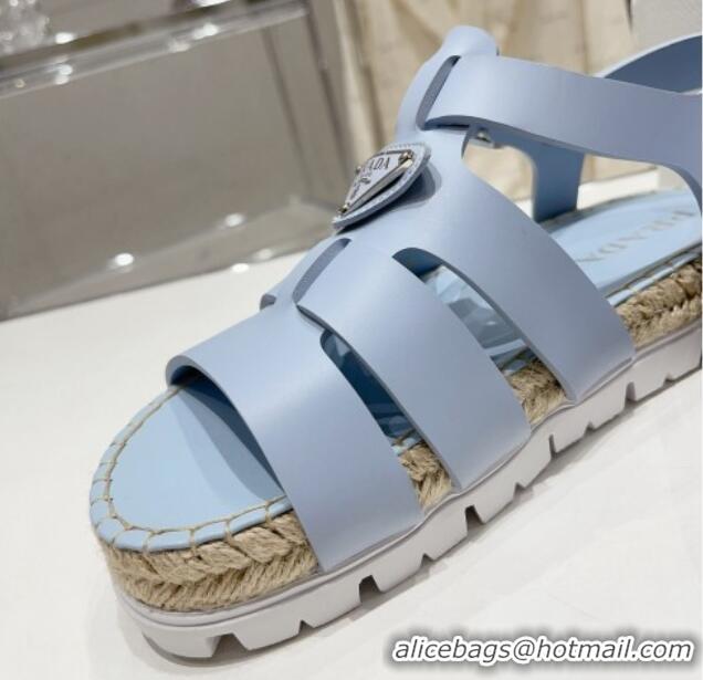 Purchase Prada Rubber Flat Sandals Light Blue 728034