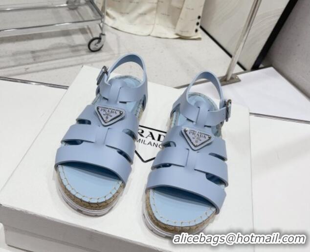 Purchase Prada Rubber Flat Sandals Light Blue 728034