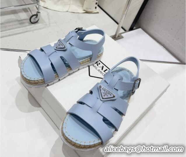 Purchase Prada Rubber Flat Sandals Light Blue 728034