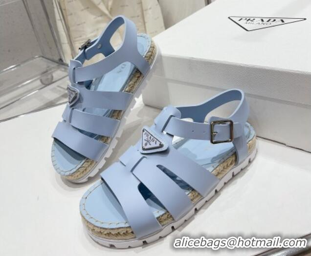 Purchase Prada Rubber Flat Sandals Light Blue 728034