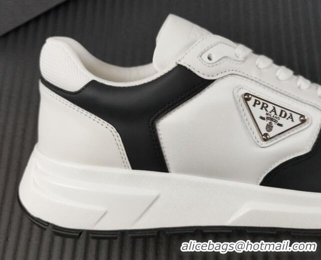 Lowest Cost Prada Men's Leather Sneakers with Logo White/Black 804111