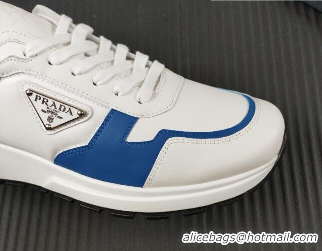 Trendy Design Prada Men's Leather Sneakers with Logo White/Blue 804112