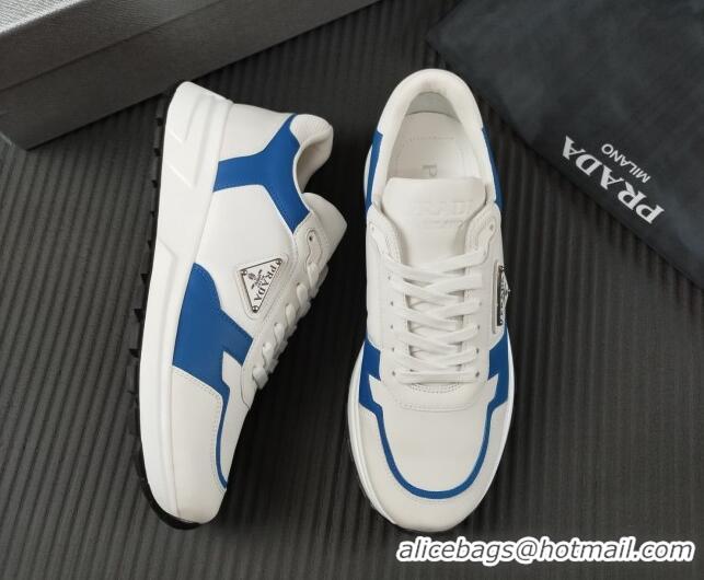 Trendy Design Prada Men's Leather Sneakers with Logo White/Blue 804112