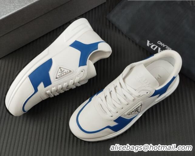 Trendy Design Prada Men's Leather Sneakers with Logo White/Blue 804112