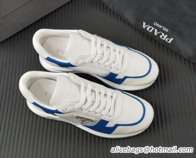 Trendy Design Prada Men's Leather Sneakers with Logo White/Blue 804112