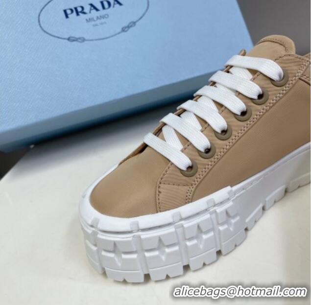 Shop Duplicate Prada Nylon Platform Sneakers 5cm Beige 805015