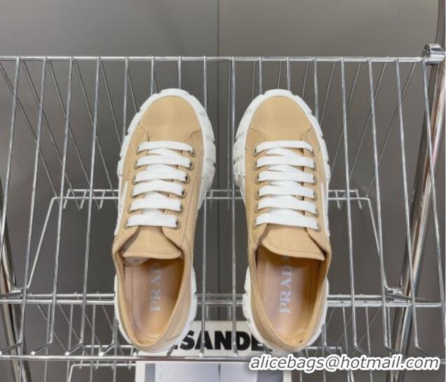 Shop Duplicate Prada Nylon Platform Sneakers 5cm Beige 805015