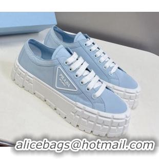 Stylish Prada Nylon Platform Sneakers 5cm Light Blue 805016