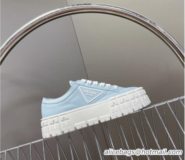 Stylish Prada Nylon Platform Sneakers 5cm Light Blue 805016