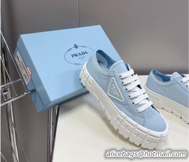 Stylish Prada Nylon Platform Sneakers 5cm Light Blue 805016