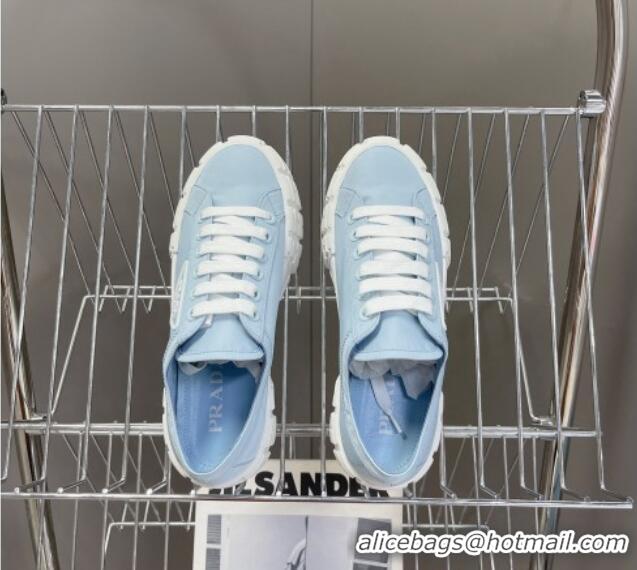 Stylish Prada Nylon Platform Sneakers 5cm Light Blue 805016