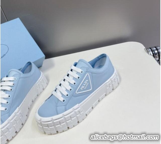 Stylish Prada Nylon Platform Sneakers 5cm Light Blue 805016