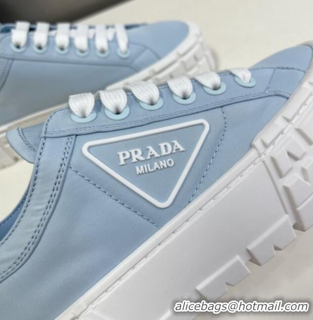 Stylish Prada Nylon Platform Sneakers 5cm Light Blue 805016