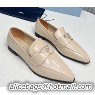 Low Cost Prada Patent Leather Pointed Loafers Nude 821103