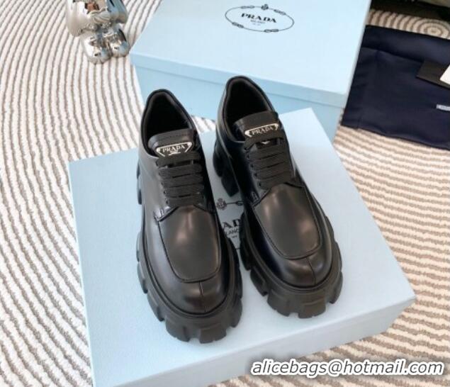 Trendy Design Prada Monolith Brushed Leather Loafers Black 821111