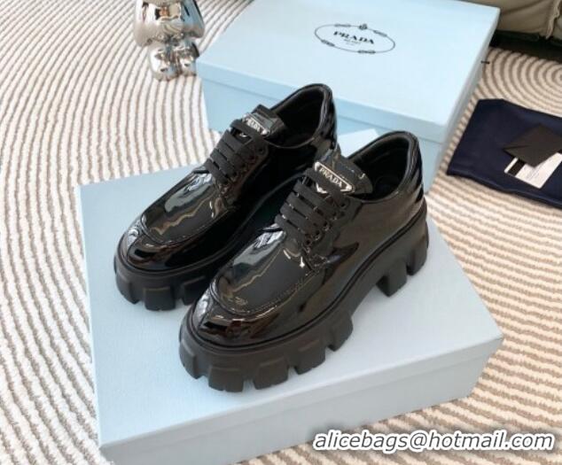 Most Popular Prada Monolith Patent Leather Loafers Black 821113