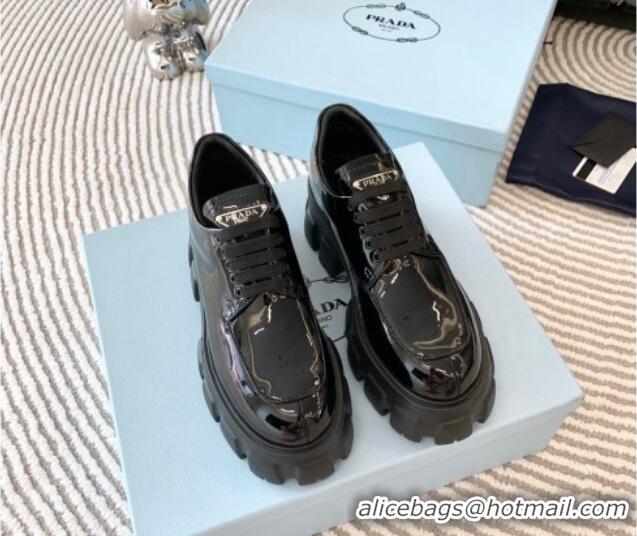 Most Popular Prada Monolith Patent Leather Loafers Black 821113